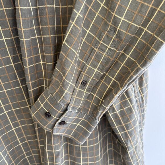 Cutter & Buck Mens 3XT Olive Plaid Long Sleeve Easy Care Button Down Shirt - Picture 6 of 8